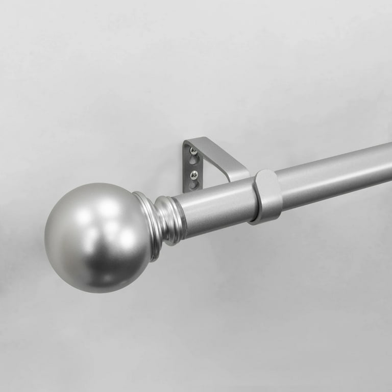 Mainstays 1 inch Ball Single Curtain Rod, Nickel, 84-120 inch