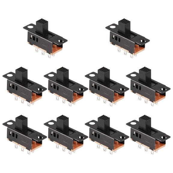 HOT 10Pcs High Knob 6 Pin 3 Position DPDT Panel Slide Switch 0.5A 50V DC