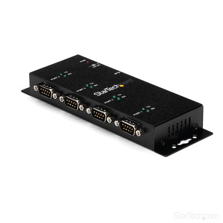 UPC: 0065030848343 | StarTech.com 4 Port USB to Serial RS232 Adapter – Wall Mount – Din Rail – COM Port Retention – FTDI USB to DB9 RS232 Hub