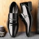 thumbnail image 3 of Zapatos de vestir de cuero para hombre, zapatos Oxford informales de charol sin cordones, mocasín con purpurina, calzado masculino con punta estrecha, 3 of 3