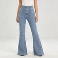 thumbnail image 2 of Flare Leg Jeans for Women, Audhol Women's Flare Bell Bottom Jeans Mid-High Waisted Stretch Wide Leg Denim Pants Bootcut Jeans for Women Light Blue M, 2 of 7