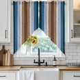 thumbnail image 4 of Blue Brown Kitchen Window Curtains, Swag Curtains Valance for Bedroom Living Room Bathroom, Farmhouse Wood Grain Vintage Vertical Striped Rod Pocket Window Curtain Block Drapes 2 Panels 36"x45", 4 of 9