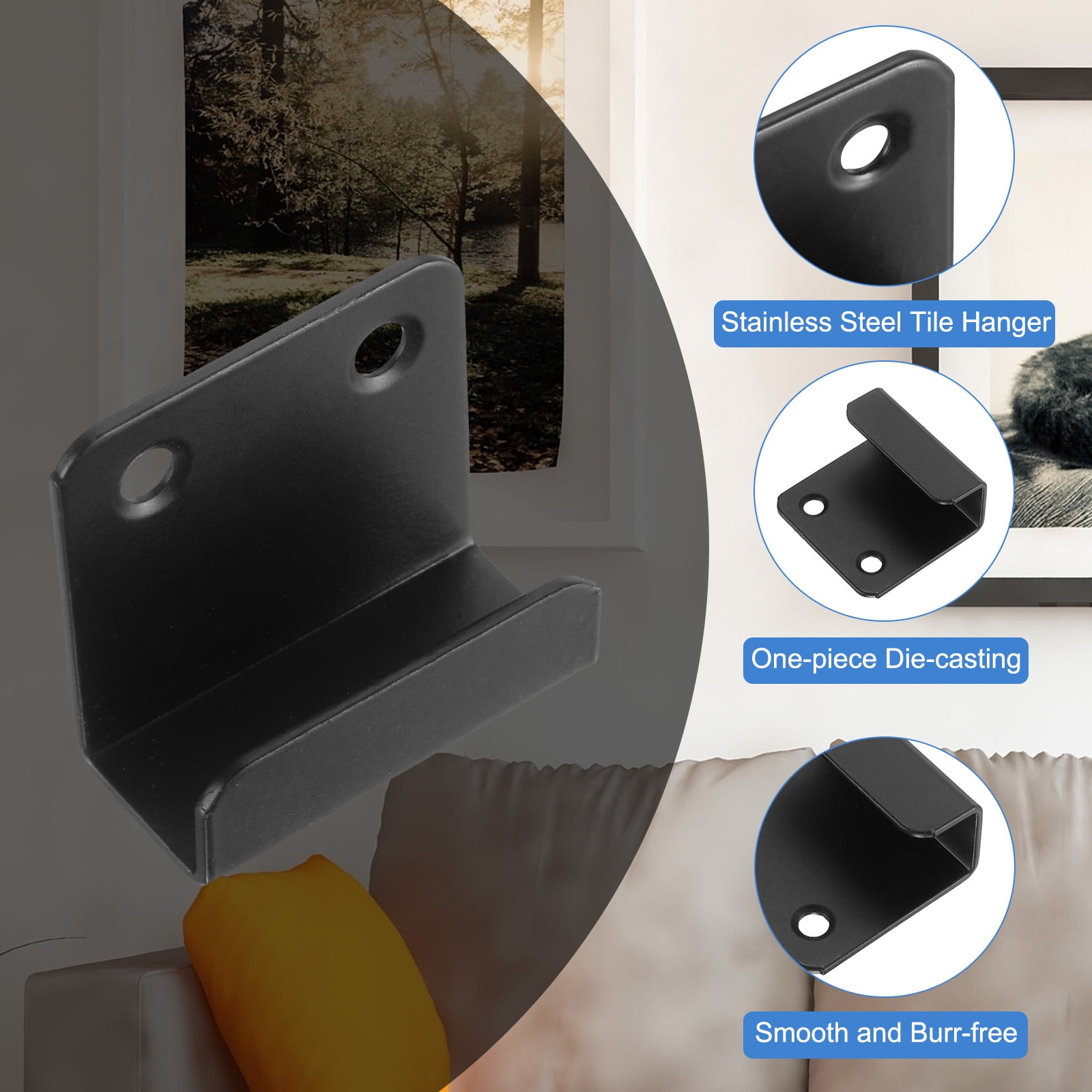 Uxcell 10 Pcs Stainless Steel Tile Hanger Tile Display Bracket Black Inner Width 0.59"