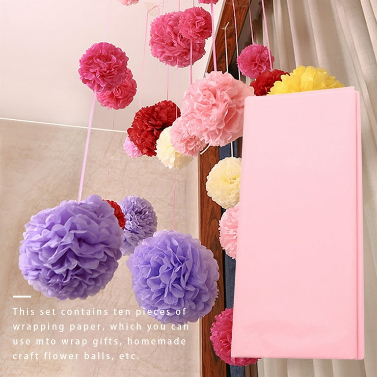 10pcs Solid Color Gift Wrapping Paper, Hot Pink Flower Wrapping