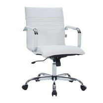 LeisureMod Harris Modern Adjustable Swivel Leather Task Office Chair with Tilt and Ergonomic Design, White