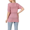 thumbnail image 3 of INSPIRE CHIC Crochet Tops for Women's Summer Sweater Lightweight Short Sleeve Pullover Knit Top M Pink, 3 of 6
