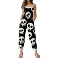 thumbnail image 6 of EANJE Halloween Formal Jumpsuits for Women Gothic Skull Floral Print Womens Overalls Sleeveless Wide Leg Jumpsuit Loose Straps Romper Trendy Bib Overalls Winter Clothing Dark Gray 3XL, 6 of 6