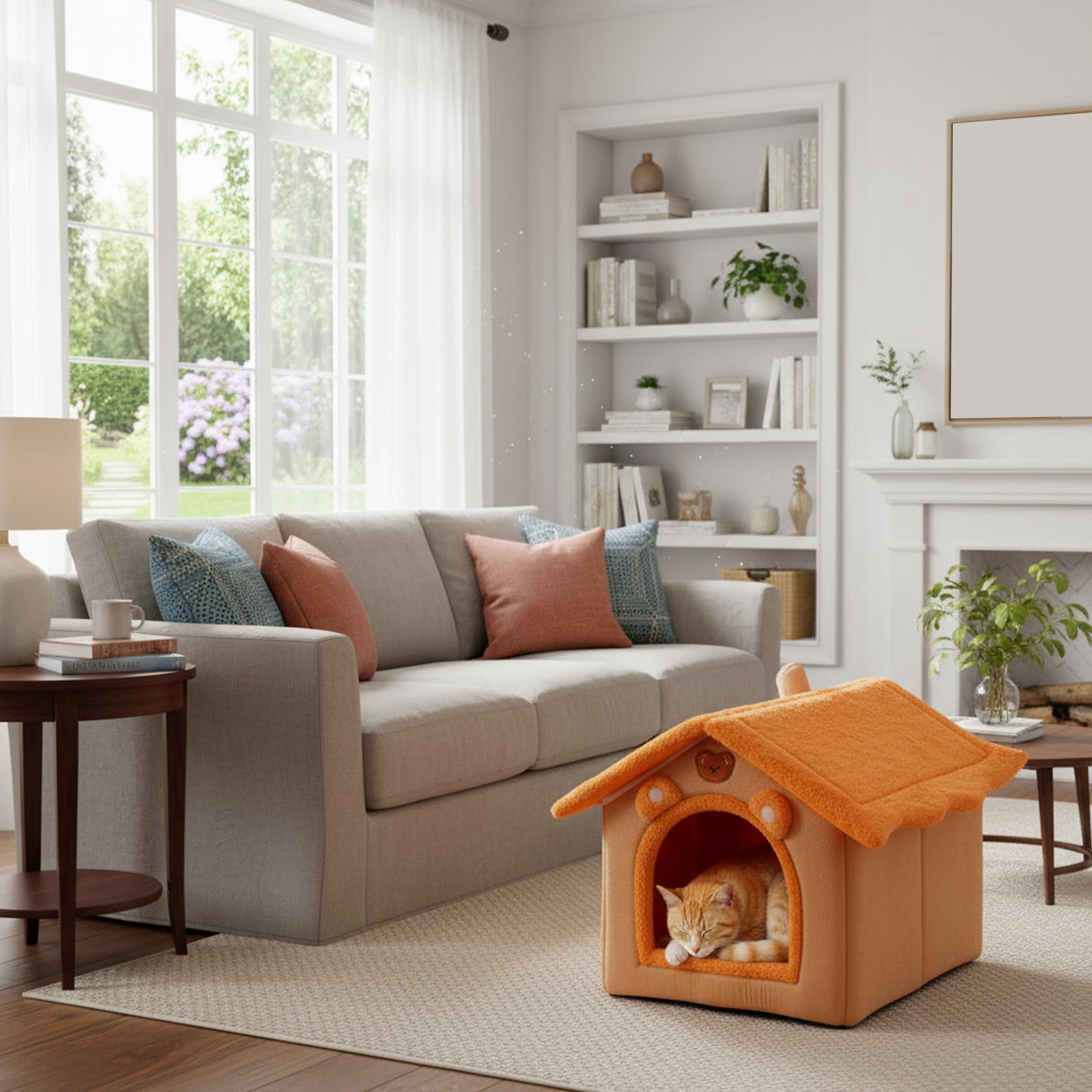 Dog House Indoor Foldable Soft Kennel Bed | Warm Pet Cave with Cushion | Non-Slip Bottom | Velvet Plush Easy Clean | 3 Sizes for Small Medium Large Dogs Cats