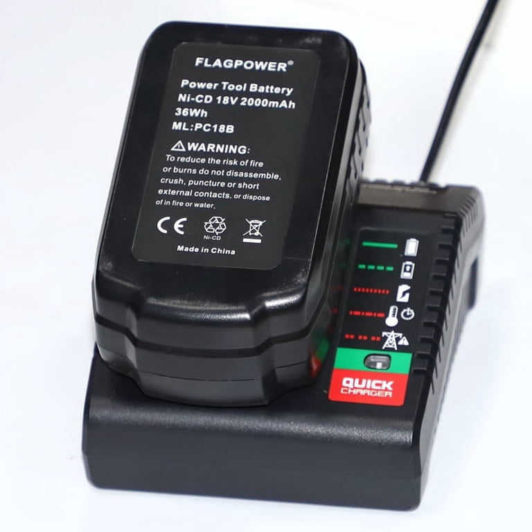 2-Pack 18V Lithium Battery & Charger For Porter Cable Tools – High-Capacity Replacement For PC18B, PC18BL