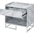 thumbnail image 3 of Faux Marble Accent Table with Chrome Finish, White, 3 of 5