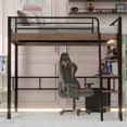thumbnail image 2 of Full Size Loft Bed w/LED & Desk - Sturdy Metal, 2 of 20