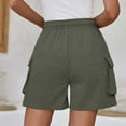 thumbnail image 4 of Ndbuld Womens Short Shorts for Women Women's Fashion Solid Color Elastic Waist Drawstring Pocket Shorts Army Green S, 4 of 7
