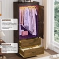 thumbnail image 4 of ChVans 72.8''H Armoire Wardrobe Closet with Sensor Light and 2 Drawer, Farmhouse Bedroom Armoire Cabinet with Hanging Rod, Wooden Wardrobe Cabinet with folding sliding barn door for Bedroom, 4 of 10