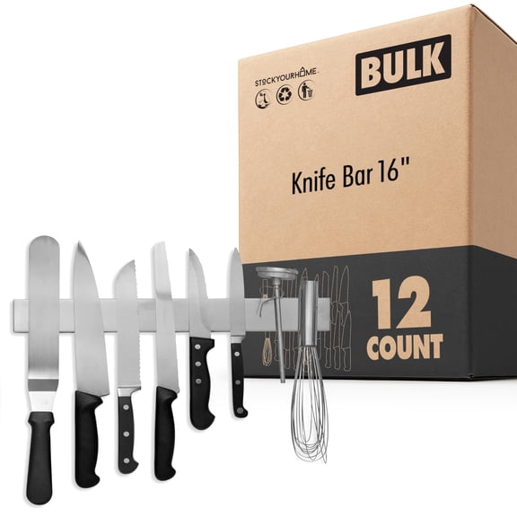 Modern Innovations 16 Inch Stainless Steel Magnetic Knife Bar, Multipurpose Knife Holder, Knife Strip, Magnetic Tool Organizer, Art Supply Organizer (12 Count)