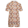 thumbnail image 4 of Tnhcen Women's Halloween Cute Print Pajama Set Short Sleeve Collared Button Up Shorts Sleepwear Comfortable Home Wear S-2XL Khaki, 4 of 8