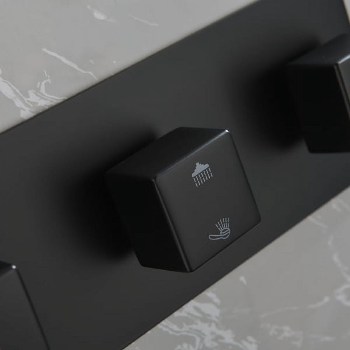 10" Brass Matte Black Rain Shower System - Wall-Mounted Combo Set with Handheld Sprayer & cUPC Certified Valve