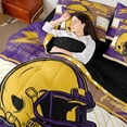 thumbnail image 4 of jejeloiu Ruby Football Sport 7-Piece Bedding Comforter Set,Purple Yellow White King Bedding Sets For Boys Kids Reversible, 4 of 8