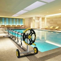 Zimtown 18ft Aluminum & Stainless Pool Cover Reel Set, Solar Pool Blanket Reel for Inground Swimming Pool ,Yellow