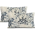 thumbnail image 2 of Dahlia Pillow Covers 12x20 Inch Set of 2 Summer Rust Geometric Flower Outdoor Decorative Throw Pillows Farmhouse Navy Blue Pillow Case Linen Square Cushion Cover for Home Sofa Living Room, 2 of 6