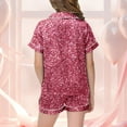 thumbnail image 6 of Tfken Summer Girls Loungewear Sets Lapel Neck Short Sleeve Sequins Button Tops With Pocket And Shorts Set Trendy Sleepwear Teen Comfortable Homewear Outfit Black Size 6-7 Years, 6 of 6