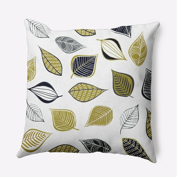 16" x 16" Simply Daisy Scattered Leaves Polyester Indoor/Outdoor Pillow, Muted Gold Qty 1