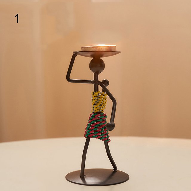 CAROOTU Metal Candle Holder Abstract Character Candlestick Decorative Handmade Candlestick Home Decor