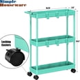 thumbnail image 3 of Carrito de almacenamiento Simple Houseware de 3 niveles, delgado y estrecho, turquesa, 3 of 9