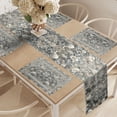 thumbnail image 2 of Ambesonne Floral Art Table Runner & Placemats, Blooming Scenery Baroque, Placemat 4 pcs + Runner 16"x90", Dark Sea Green Pale Blue, 2 of 4