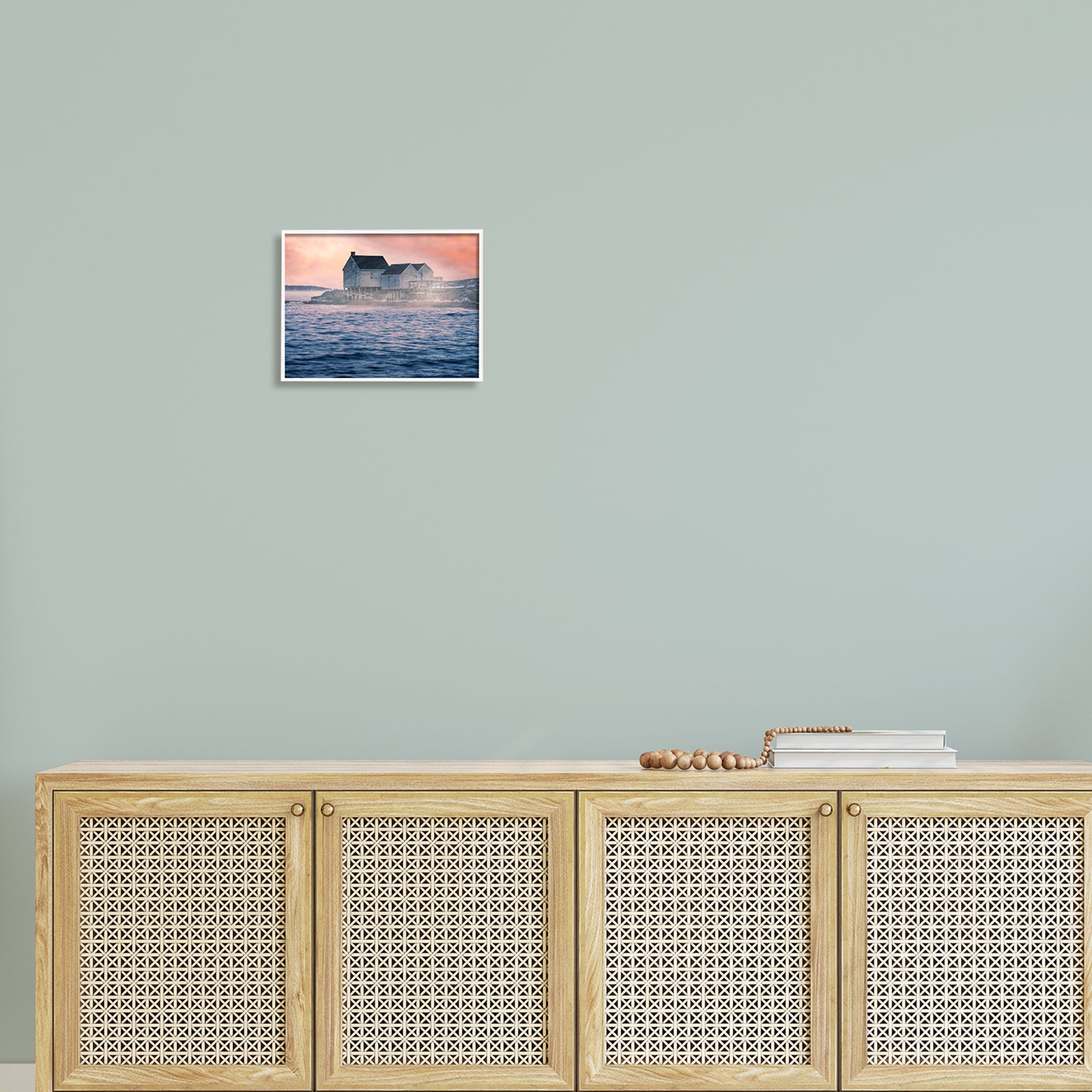 Stupell Coastal Cottage Seaside Ocean Waves Landscape Photography White Framed Art Print Wall Art