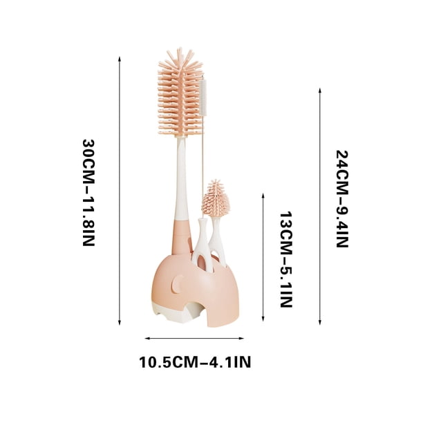 Set de Limpieza de Cepillo Y Paja para Botellas de Bebé con Cepillos de Gel de Sílice, Limpiador de Pezones de Manija Recta Y Soporte de Secado para Botellas de Bebé Tazas Almacenamiento Higiénico