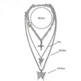 thumbnail image 2 of Conjunto de collar y gargantilla de cadena gruesa Yashi colgante de ángel y cruz de mariposa Plata, 2 of 5