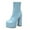 Light Blue, variant on Ankle Boots for Women Trendy Platform High Block Heeled Booties Casual Dressy Zipper Fall Boots