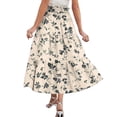 thumbnail image 4 of Long Skirt for Women Floral Print Pleated Flowy Maxi Skirts Casual Drawstring High Waisted A Line Skirts Women Clothing, 4 of 6