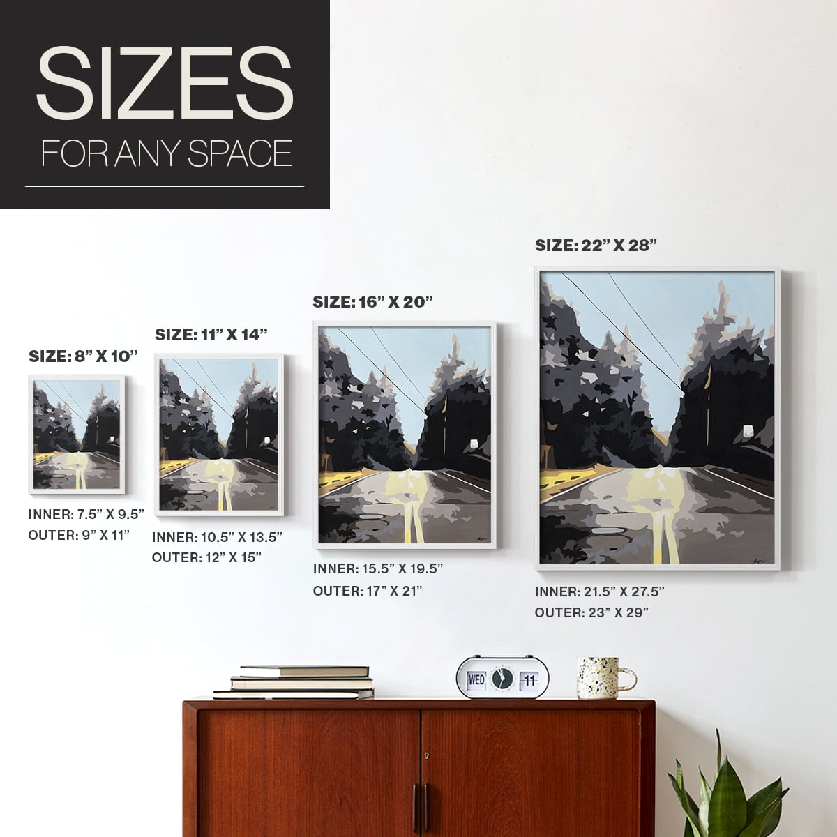THE ROAD LESS TRAVELED Framed Print in White Solid Wood Framed Print No Nail Hanging