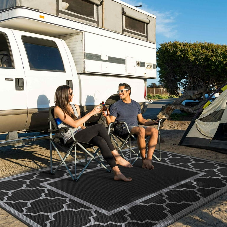 GENIMO Outdoor Rugs Waterproof,Reversible Mats,Outdoor Area Rug, Plastic  Outside Carpet, Eeometric Rv Mat for Patio Camping Rv Picnic Backyard Deck  Balcony Porch Beach