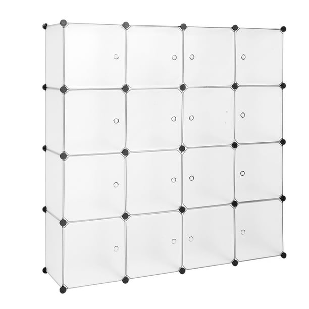 Modular Closet Organizer Plastic Cabinet, 16 Cube Wardrobe Cubby ...