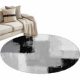 thumbnail image 2 of Black Grey 3ft Area Rug, Abstract Geometric Color Block Oil Painting Washable Non-Slip Small Round Rugs for Entryway Bedroom Kitchen, Soft Circle Carpet for Dining Room, Playroom Nursery Rug, 2 of 9