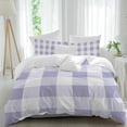 thumbnail image 2 of Purple Plaid Bedding 3 Piece Duvet Cover Set California King, Spring Summer Farmhouse Buffalo Checkered Soft Microfiber Comforter Cover with Zipper Closure & Pillowcases, FadeResistant Quilt Cover, 2 of 9