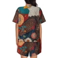 thumbnail image 3 of Picia Sunflower Bald Eagle Pajamas Sets for Women Soft Short-Sleeved Pjs with Lounge Shorts Two Piece Sleepwear-Small, 3 of 9