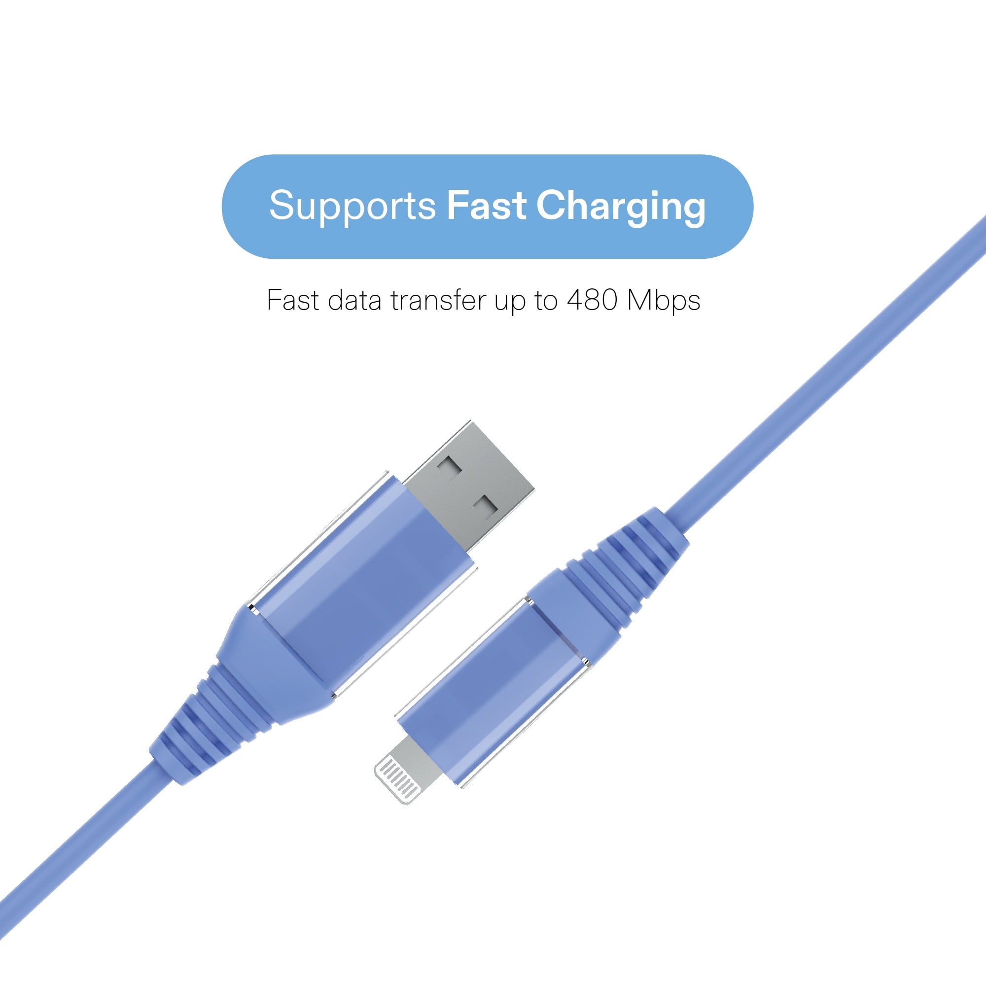 onn 6ft Lightning to USB Charging Cable, MFI Certified, Blue - Compatible with iPhone 14/13/12/11/X/XR/XS/8/7/6/5, iPad, Airpods and more