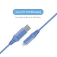 thumbnail image 3 of onn 6ft Lightning to USB Charging Cable, MFI Certified, Blue - Compatible with iPhone 14/13/12/11/X/XR/XS/8/7/6/5, iPad, Airpods and more, 3 of 6