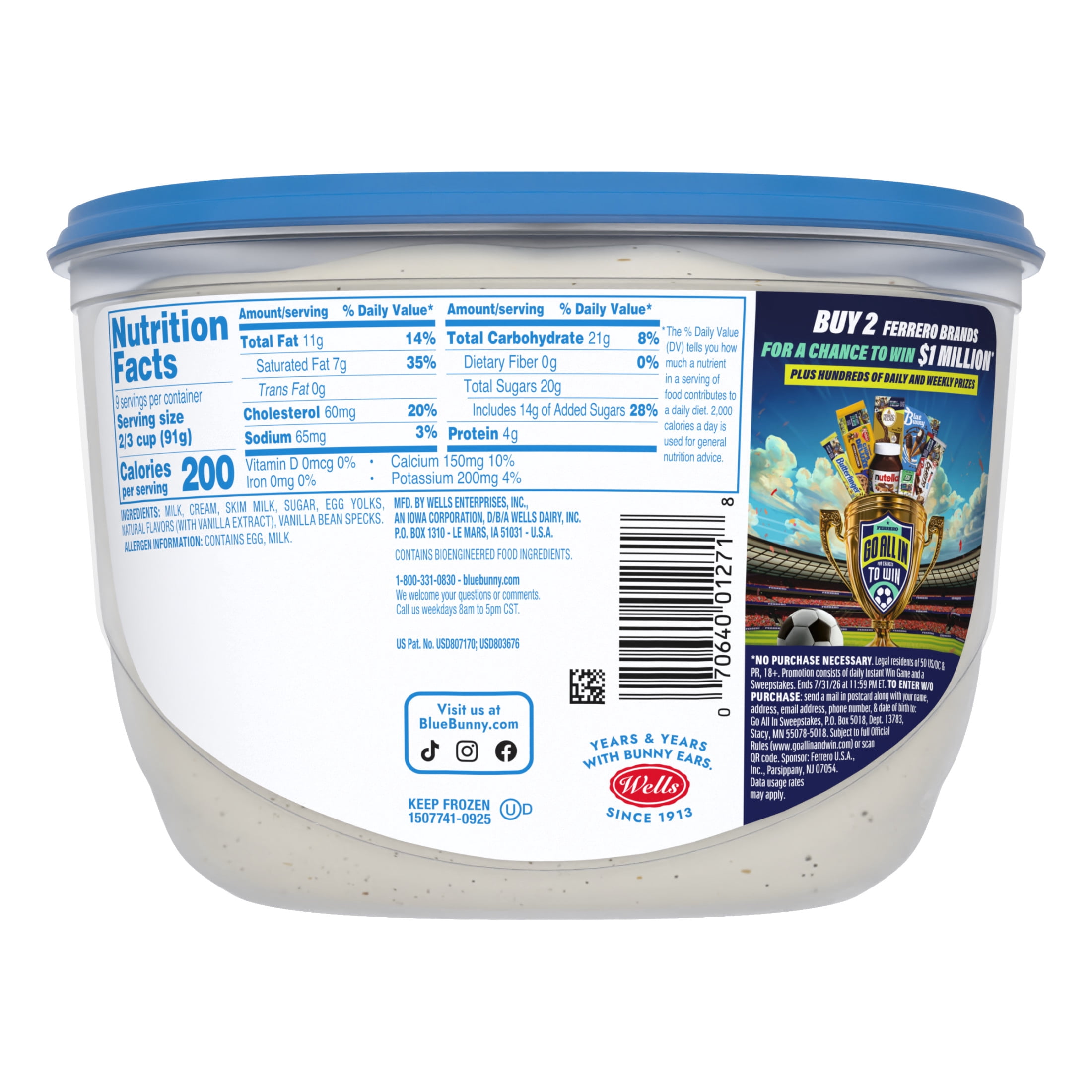 Blue Bunny Vanilla Bean Flavored Ice Cream, 48 fl oz