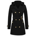 thumbnail image 3 of Busydd Jackets for Women Solid Color Long Sleeve Trench Coat Casual Windproof Button Adjustable Waistband Hooded Womens Coat with Pockets L, 3 of 8