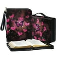 thumbnail image 4 of ZUXONGSY Heart Butterfly Print PU Leather Bible Cover Case for Women Men Multifunctional Bible Protective Carrier with Detachable Wristlet Strap Bible Accessories for Bible Study, 2XL, 4 of 7