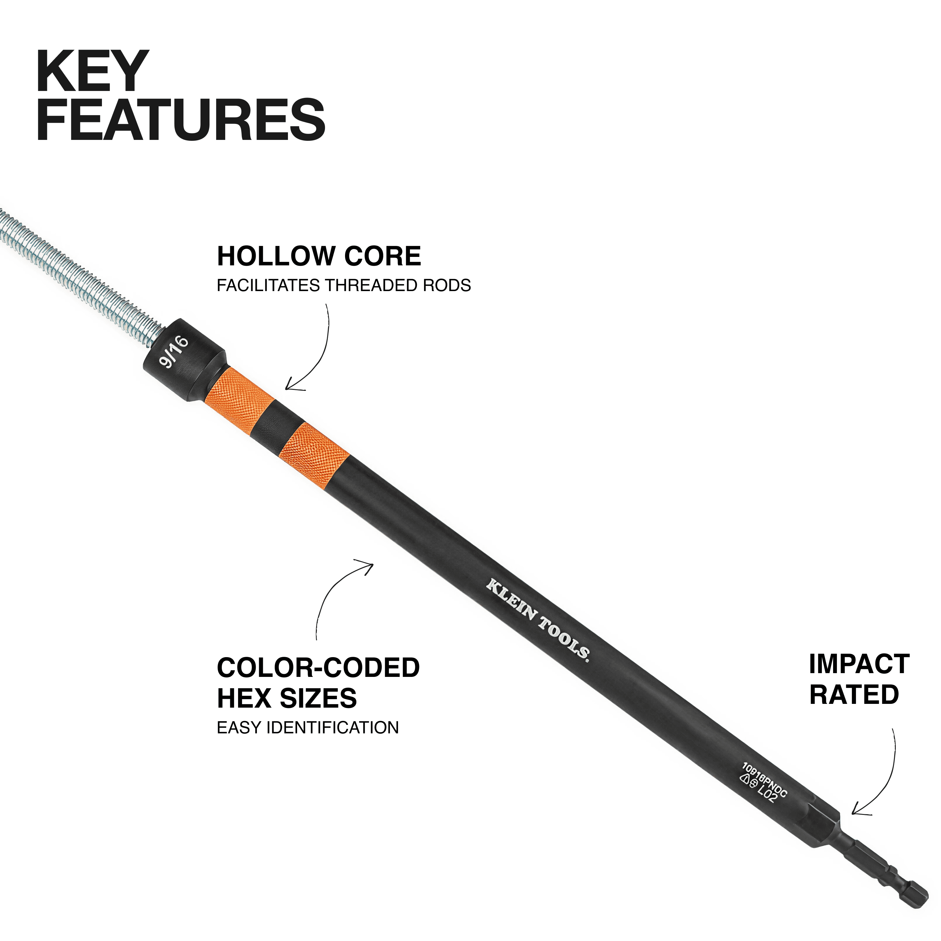 Klein Tools 9/16-Inch Magnetic Color-Coded Power Nut Driver