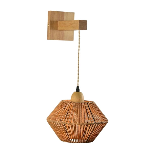 Pantalla de lámpara de pared tejida con tejido de cuerda, pantalla de luz de tejido de cuerda, pantalla de luz tejida rústica para bar, restaurante, Yuyangstore Pantalla de aplique de pared