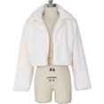 thumbnail image 7 of YDFCWXW Womens Winter Outerwear Fur Long Sleeve Crop Jacket Shaggy Coat Open Front Cardigans White, S, 7 of 7