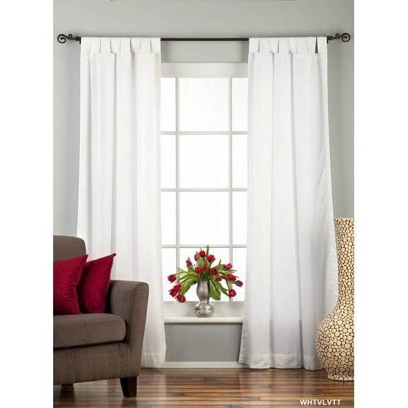 White Tab Top Velvet Curtain / Drape / Panel - 84" - Piece