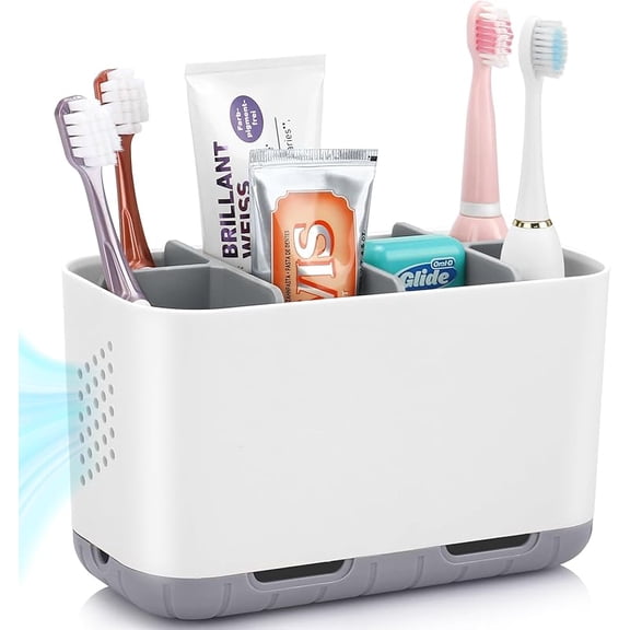 Bathroom Organizer Set - Anti-Slip Toothpaste & Toothbrush Holder with Rustic Farmhouse Style, Wall-Mounted Storage for Kids/Adult Bathrooms