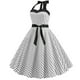 thumbnail image 1 of Moda para mujer A Line Flare Vintage Dress Halter BowKnot Prom Swing Manga corta Polka Dot Printing Party Dress Pompotops  ghjkhdj1025, 1 of 9
